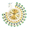 Relógios de parede grandes 3d ouro diamante pavão relógio metal relógio casa sala de estar artesanato
