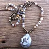 Подвесные ожерелья MD мода богемные племенные украшения полу драгоценного камня гематит, завязанный с подарком по женским ожерелью дружи
