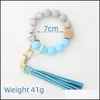 Keychains Lanyards Tassel Wood Beads Armband Keychains Keyring For Women Accessories Mticolor Key Ringshain Styles 14 Colors Drop DHQB9