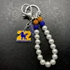 Porte-clés Lettre grecque Société SIGMA GAMMA RHO Sorority Bijoux Caniche Pendentif Porte-clés Blanc Perle Chaîne Porte-clés