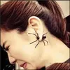Charm Halloween Decora￧￣o de figur￵es para mulher 3D Creepy Black Spider Ear Brincos de festa DIY Deliver
