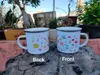 Tasses 375ml Top Qualité Blanc Blanc DIY Personnalisé Imprimé Émail Sublimation Tasse Camping Avec Jante En Acier Inoxydable Pour