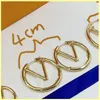 Women Big Circle Earrings Designer Hoop Ear Stud Letter V Earrings Luxury Fashion Jewelry Ladies Party Ornaments Gift