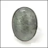 Fedi nuziali Fedi nuziali Argento placcato Labradorite naturale Cristallo Quarzo Pietra Reiki Forma ovale Gioielli da dito regolabilimatrimonio B Dhanp