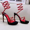 Rene caovilla Sandals Designer shoes Narrow Band Serpentine winding platform heel shoes 12.5cm high heeled Fashion Rome Sandal 35-43