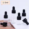 Leere Klarglas-Tropfflasche, Mini-Flaschen für ätherische Öle mit Schlauch, Glasfläschchen 1 ml, 2 ml, 3 ml, 5 ml