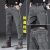 Jeans da uomo con cerniera antifurto denim invernale per uomo pantaloni comodi elasticizzati dritti marca maschile uomo blu