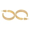 Boucles d'oreilles cerceau cercle strass couleur or lettre 2022 tendance pour femme mode luxe qualité cadeau de noël bijoux