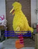 Ruibarbo Pássaros Amarelo Grande Pássaro Mascote Traje de Personagem de Desenho Animado Adulto Terno Clássico Presente Real Play zz7859