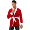 Men's Sleepwear Mens Christmas Velvet Kimono Bathrobe Ultimate Single Adult Clothing Shawl Belt Robe Nightwear