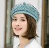 Berets Japanische Stil Lady Elegantes Gesichtsbeuchen-Kürbis-Spitzen Beret Winter Koreanisch hochwertige Vintage Plaid Maler Hut