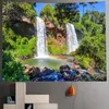 Tapisserier Natural Forest Landscape Tapestry Waterfall Art Wall Hanging Bedroom Window Decoration Room Decor Filt