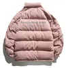 Mäns ner Mens Winter Parkas Purple Light-Sensitive Reflective Street Overdimensionerad bomullsjacka Kvinnor Hip Hop Harajuku Tjock Coat Outwear