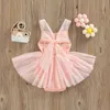 Pagliaccetti 2022 Estate Neonato Tinta unita Maglia Tulle Pagliaccetto Vestiti per ragazze Principessa Senza maniche Tuta Gonna Costume J220922