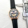 Topmerk luxe mannen horloges maan fase zakelijke heren ontwerper horloge echte lederen band mechanisch automatische 44 mm gouden polshorloges voor heren Valentijnsdag cadeau