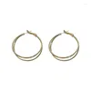 Hoop örhängen vsnow enkel trendig guld dubbel lager cirkel örhänge för kvinnor femme temperament metalliska party smycken pendientes