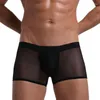 Mutande Boxer da uomo sottili e traspiranti in mesh sexy Biancheria intima fresca e delicata sulla pelle