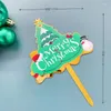 Feestelijke benodigdheden Kleurafdruk Acryl Acryl Merry Christmas Cake Topper Santa Claus Kerstmis voor Family Happy Year Party Decorations