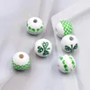 Pärlor 2022 Irish Festival Decorative Color Wood Scatted Grid Circle Tryckt DIY -tillbehör