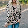 Женские свитера осень зима 2022 Женский свитер вязаный мода Большой размер пуловер леопарда Женщины V Шея Пушистый жаккард