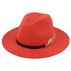 Fedora Hat Woman Winter Hats For Girl Ribbon Band Men Brim Classic Beige Wedding Church Bowler New Cap Chapeau Femme