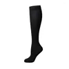 Calcetines deportivos para hombre, calcetín de Color sólido, ciclismo, algodón, hasta la rodilla, secado rápido, profesional, fútbol, correr, largo