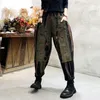 Kvinnors jeans 2022 Kvinnor Elastisk midja Bomull Denim Harem Pants Spring Autumn Vintage Print Ankle-Length Loose Stripe Patchwork Trousers