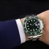 Keramisk bezel Herrklockor Mekanisk rostfritt stål Automatiskt urverk Grön klocka Glidlås 5ATM Vattentät Armbandsur Gift L3