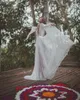 Sexy Summer Beach Lace Wedding Dress 2023 For Bride V-neck Slit Long Puffy Sleeves Boho Bridal Gowns Custom Made Vestidos De Noiva