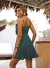 Vestidos casuais polka pontão lateral lateral bobo de punho de punho cami vestido floral slip women 2022 verão boho mini verde preto preto laranja laranja