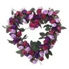 Dekorativa blommor vintage hjärtformad krans med gröna blad Artificial Rose Garland 2022