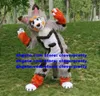 Szary długi futra futra furry maskotka kostium husky pies wilk lis dorosły kreskówkowy strój postaci garnitur ślub ślubny ślubny Annabelle zz7578