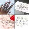 Wedding Rings Wedding Rings 13pcs/Set Boheemian Style Vintage Stone Geometric For Women Promise Set Fashion Accessoires Banquet Party Dhmef