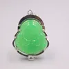 Pendant Necklaces 18K GP With Green Chalcedony Blessing Buddha Figure Gift Women 40 28mm