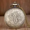 Pocket Watches Fashion Bronze Sculpture Old Man Pattern Watch Men Pendant Necklace With Chain Vintage Gifts For Women