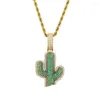 Hanger kettingen cactus ketting 18k goud vergulde lab diamant ijsketen ketting bling mode hiphop sieraden