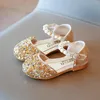 Flat Shoes Infant Kids Baby Girls Sandals Pearl Crystal Bling Bowknot Single Princess Footwear ChildrenToddler Enfant First Walkers