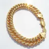 Nieuwe hiphop solide 24k real gold gf miami cuban link ketting armband juwelen schitterende sieraden3275