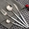 Flatware Sets White Black Cutlery High Quality Stainless Steel Set Gold Plated Knives Forks Spoons Home Party Use Tableware