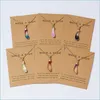 Pendant Necklaces Women Vintage Drop Shaped Opal Pendant Necklace Fashion Exquisite Clavicle Chain Paper Card Necklaces Boho Jewelry Dhlox