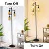 Floor Lamps Depuley Industrial Lamp LED Modern Metal Standing Light Glass Shade Tall Pole Foot Switch For Living Room 8W E26 Black