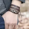 Armreif, modisches Retro-Armband aus gewebtem Leder, einfaches DIY-Kombinationsset, braune Imitationsarmbänder für Männer