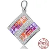 Pendant Necklaces Aceworks Multicolor Square Designer 925 Sterling Silver Necklace Female Gem Zirconia Jewelry Pendants Statement PT1602