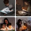 Lampade da tavolo C2 Lampada da libro ambrata Leggera ricaricabile Lettori a 3 modalità 9LED Lettura per bambini a letto Clip-on per la cura degli occhi Riscaldamento