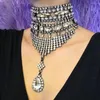 Choker Shiny Water Drop Chain Naszyjnik Czech Multilayer Wiselant Biżuteria dla dziewcząt Luksusowy kryształowy obojczyk