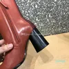 新しいASHION女性ブーツファッションゴールドチェーンバックルレザーショートボットスプリングアンドオータムストリートパーティーショーハイヒール8cm豪華な荷物35-42 001