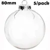 Promoção de decoração para festas - 5/pacote de pacote pintable natal ornament 80mm transparente vidro esfera bola