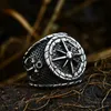 Fashion men's stainless steel ring punk Retro compass Cast Anchor ring jewelry