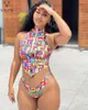 Kvinnors spårningsdräkter Vazn 2022 Summer Open Bikini Set Sexig Young Halter Off Shoulder Top 1 Piece Underwears High midje Skinny Women 2