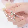 Bangle 2023 Green Leaf Opal Bracelets For Women Literary Small Fresh Leaves Buds Luxury Friendship